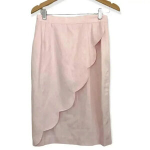 Pink Scallop Skirt Faux Wrap Sz 10 Soft VTG 1980's